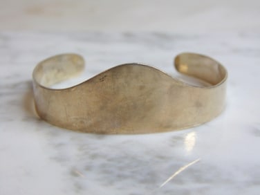 Womens Vintage Sterling Silver Modernist Cuff Bracelet