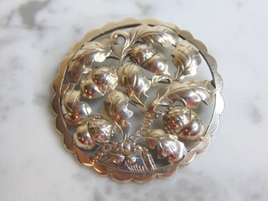 Womens Vintage Estate Sterling Silver Floral Brooch