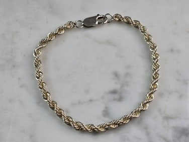 Womens Vintage Estate Sterling Silver Rope Bracelet