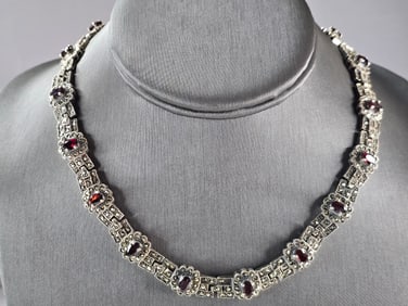 Womens Vintage Estate Sterling Silver Modernist Necklace