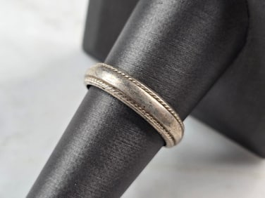 Mens Vintage Estate Sterling Silver Wedding Band Ring