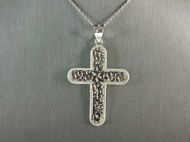 Womens Sterling Silver Religious Cross Pendant Necklace