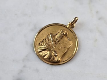 Vintage Estate 14K Yellow Gold Religious Moses Pendant