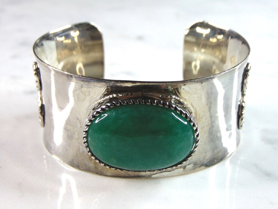 Womens Vintage Estate Sterling Silver Modernist Cuff Bracelet (1 of 4)