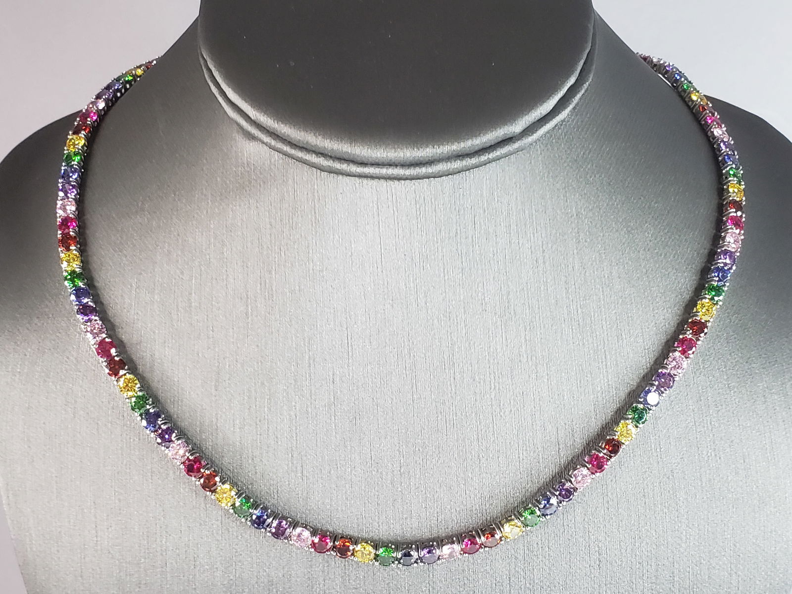 Womens Sterling Silver Rainbow Modernist Necklace (1 of 4)