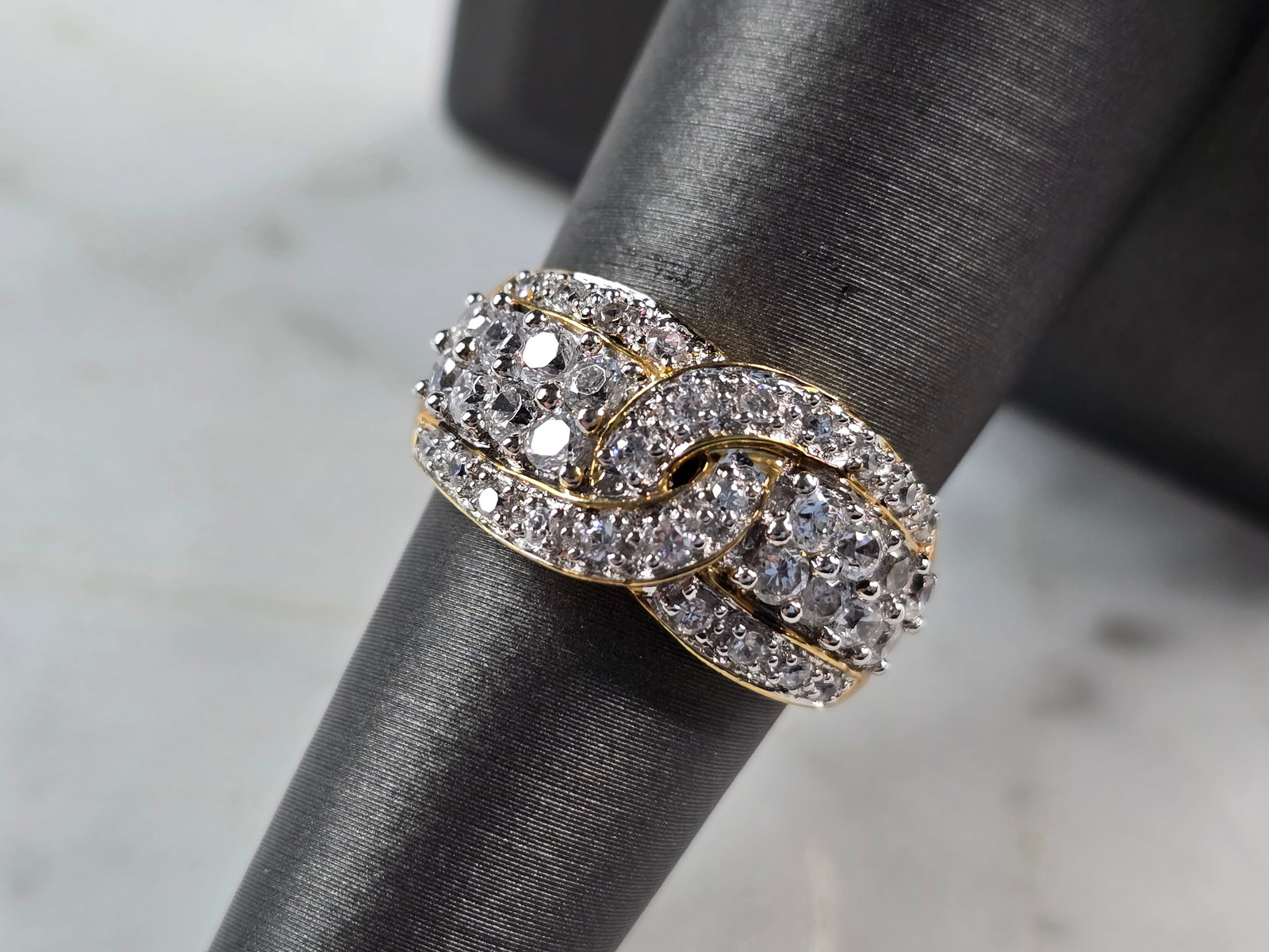 Womens Vintage Estate Sterling Silver Gold Tone CZ Ring (1 of 5)