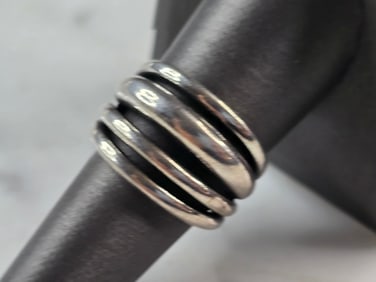 Womens Vintage Estate Sterling Silver Modernist Ring