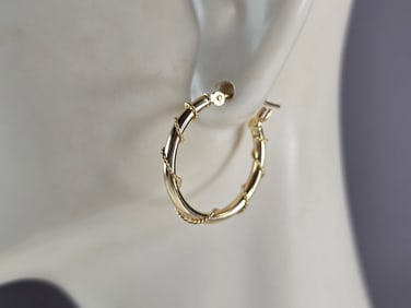 Pr Womens Vintage Estate 14K Gold Michael Anthony Hoop Earrings