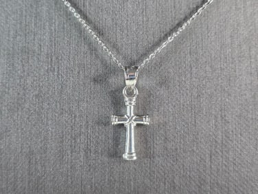 Womens Sterling Silver Religious Cross Necklace
