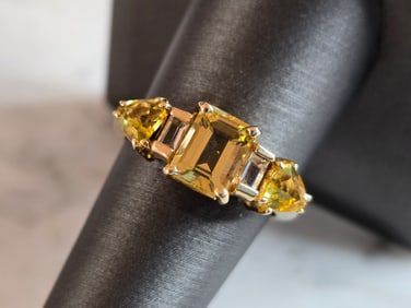 Womens Vintage Estate 14K Gold Beryl Ring