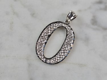Womens Sterling Silver Initial Letter " O " Pendant
