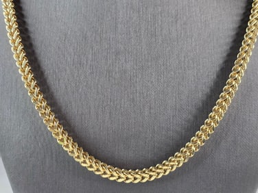 Womens Vintage Estate 10K Yellow Gold Franco Chain Necklace