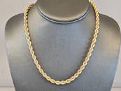 Womens Vintage Estate 14K Yellow Gold Rope Chain Necklace
