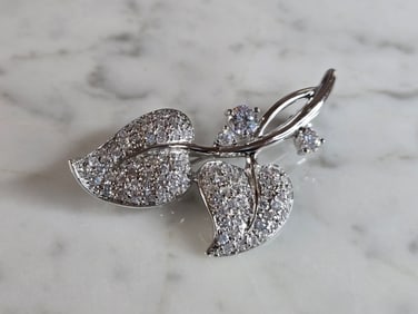 Womens Vintage Estate Sterling Silver Flower Brooch