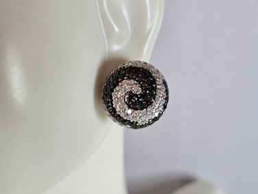 Womens Vintage Estate Sterling Silver Deco Spiral Earrings