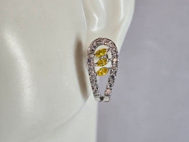 Womens Estate Sterling Silver Golden Beryl Earrings