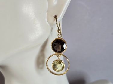 Womens Vintage Estate Sterling Silver Multi Stone Dangle Earrings