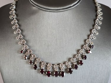 Womens Vintage Estate Sterling Silver Modernist Necklace