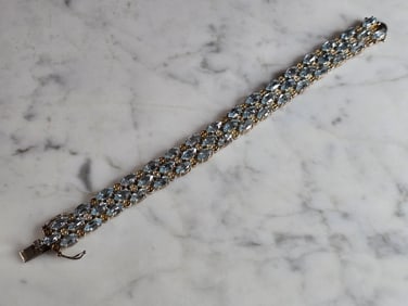 Womens Vintage Estate Sterling Silver Topaz Bracelet