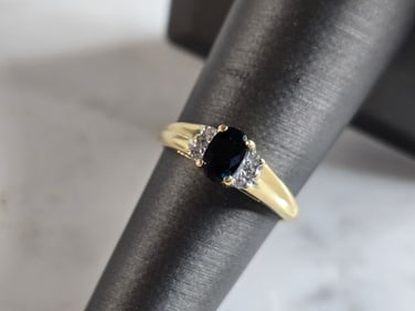 Womens Vintage Estate 14k Yellow Gold Diamond Spinel Ring