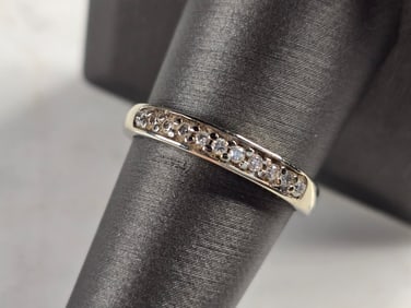 Womens Vintage Estate 14k White Gold Diamond Ring