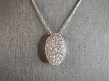 Womens Sterling Silver Modernist CZ Pendant Necklace