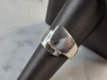 Womens Vintage Estate Sterling Silver Modernist Ring