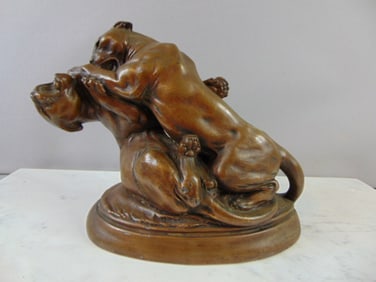 Antique Bronze & Spelter Lion Statue