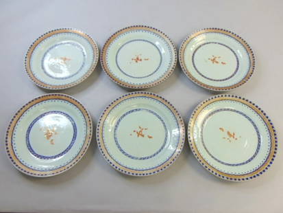 Lot of Antique Decorative French Porcelain Plates: FOR SALE IS THIS SET OF 6 VINTAGE ANTIQUE FRENCH PORCELAIN PLATES. THE PLATES MEASURE 8 3/4" IN DIAMETER. PLATES ARE THOUGHT TO BE FRENCH. PLATES HAVE SOME BLEMISHES TO THE PAINT, SMALL CHIPS ON ONE P