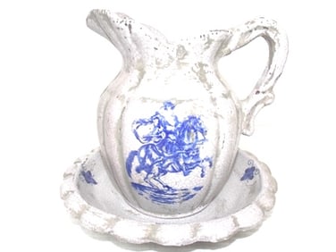 EUROPEAN STYLE BOWL & PITCHER SET W/ RED CLAY