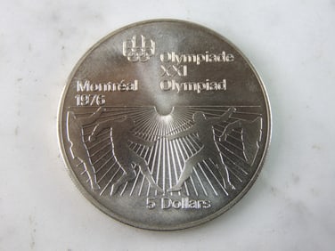 1976 $5 Canadian '76 Montreal Summer Olympics Silver Coin