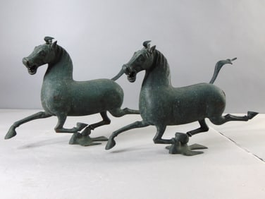 Pair of Vintage Chinese Copper Ming Style Horse Figure