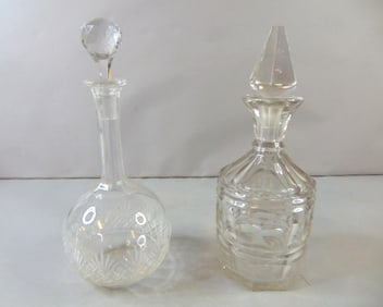 Lot of Vintage Pressed Glass Liquor/ Wine Decanters