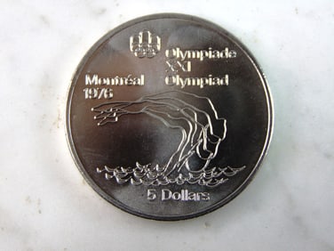1975 $5 Canadian '76 Montreal Summer Olympics Silver Coin
