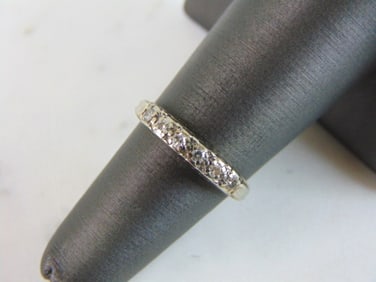 Womens Vintage Estate 14k White Gold Diamond Ring