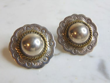Womens Vintage Sterling Silver Modernist Earrings