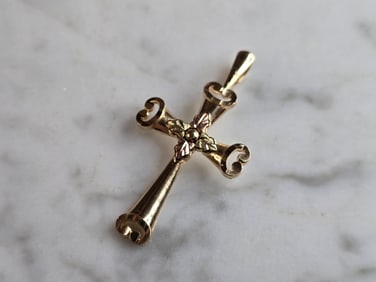 Womens Vintage 10k Gold Coleman Religious Crucifix Cross Pendant