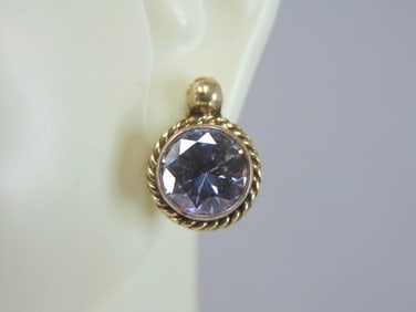 Womens Vintage Estate Sterling Silver CZ Earrings