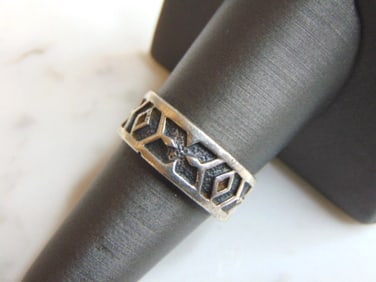 Womens Vintage Estate Sterling Silver Modernist Ring