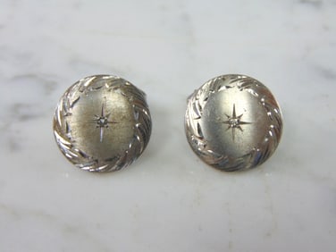 Mens Vintage Estate Sterling Silver Modernist Cufflinks