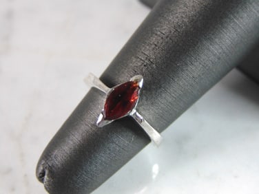 Womens Sterling Silver Ring w/ Garnet Colored Stone