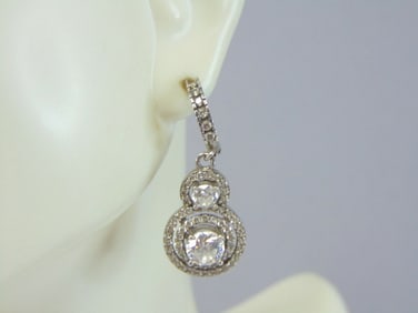 Womens Vintage Estate Sterling Silver CZ Earrings