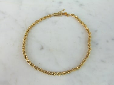 Womens Vintage Estate 14K Yellow Gold Rope Bracelet