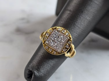 Womens Vintage Estate 18K Yellow Gold Diamond Ring
