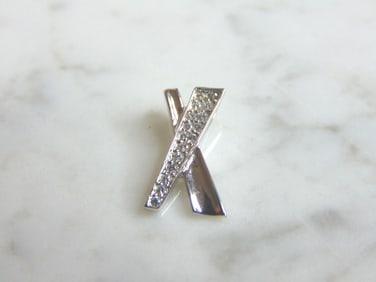Womens Vintage Estate Sterling Silver CZ Pendant