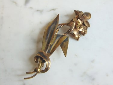 Womens Vintage Estate Sterling Silver Floral Brooch