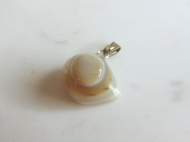 Womens Vintage Estate Sterling Silver Agate Pendant