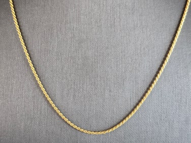 Womens Vintage Estate 14K Yellow Gold Italian Rope Chain Necklace