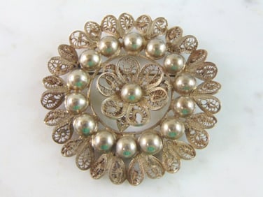 Womens Vintage Estate Sterling Silver Modernist Brooch