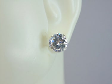 Womens Vintage Estate Sterling Silver CZ Earrings